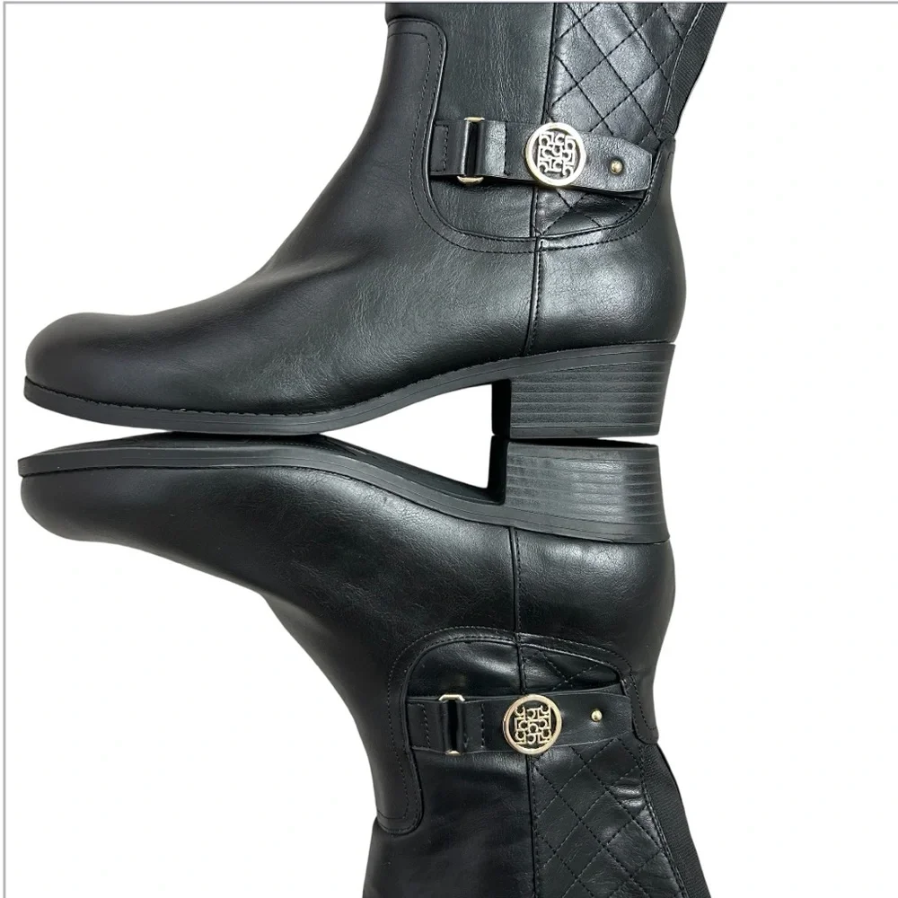 LIZ CLAIBORNE Women’s Torino Riding‎ Boot Memory Foam Wide Calf Zipper Black 11W